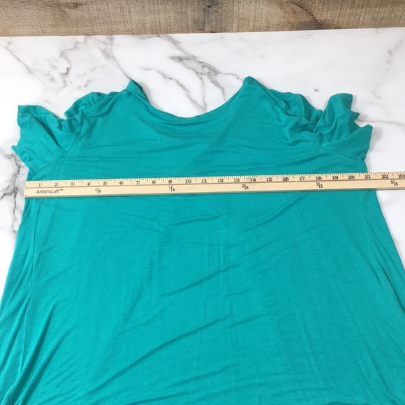Logo Lori‎ Goldstein Aqua Green Tunic T Shirt Womens Medium Split Back Tee - Picture 8 of 9